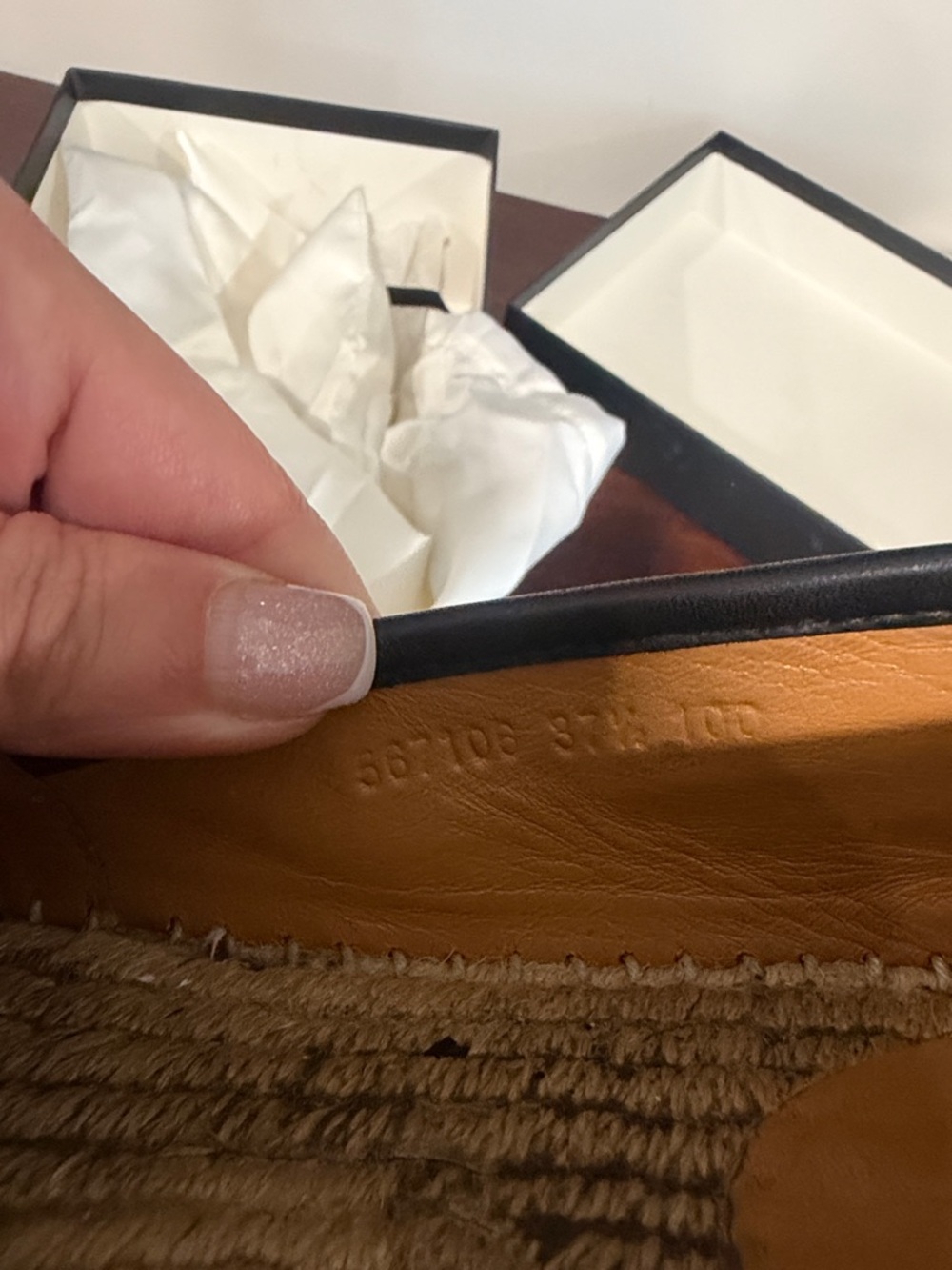 Gucci Black Leather Embossed GG Espadrille Slip-Ons - Picture 5 of 5